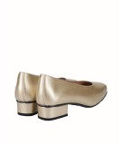 Gold leather high heel shoe