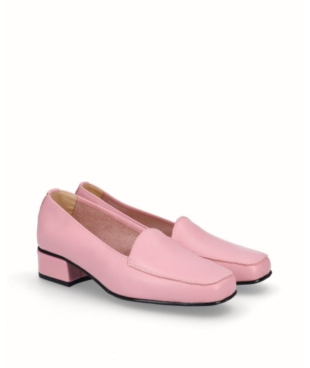 Zapato salón tacón piel rosa