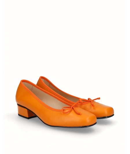 Zapato bailarina piel naranja