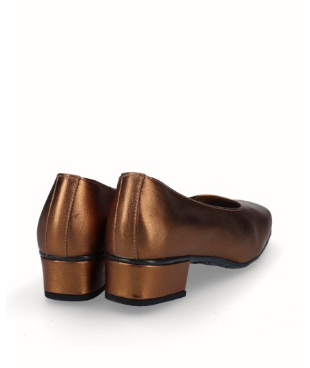 Bronze leather high heel shoe