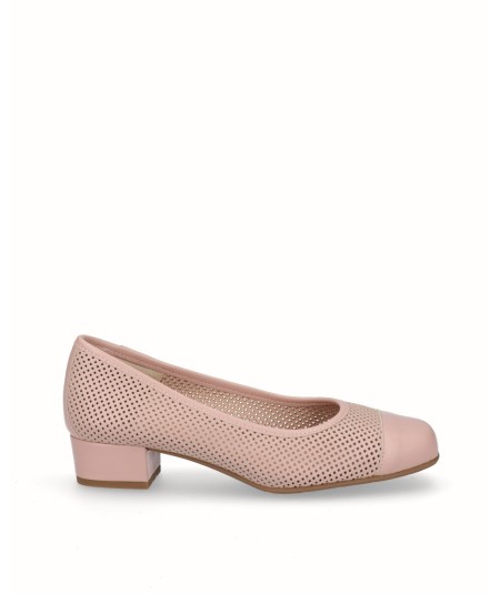 Pink chopped leather high heel shoe