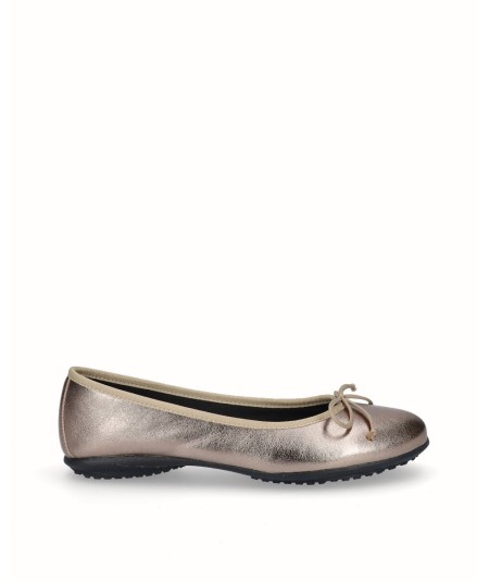 French ballerina shoe metallic bronze leather