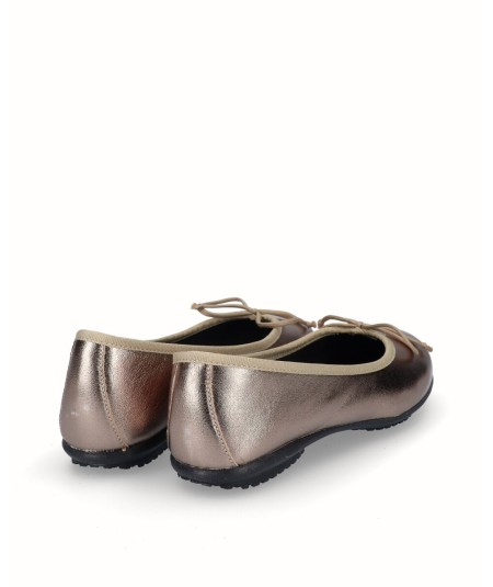 Zapato bailarina francesita piel metalizada bronce