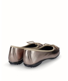 Zapato bailarina francesita piel metalizada bronce