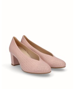 Natural leather shoe pink removable plant