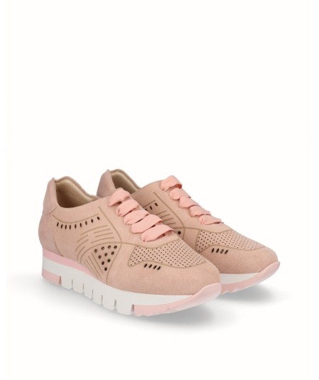 Pink split leather sports shoe