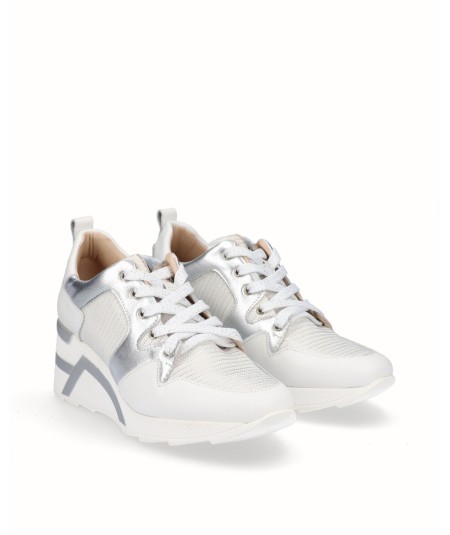 Sports wedge leather and white mesh