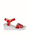 Red patent leather wedge sandal