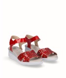 Red patent leather wedge sandal