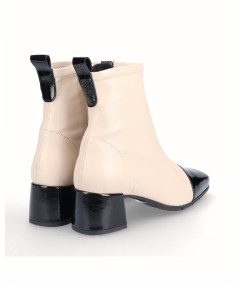 Ice beige lycra heeled ankle boots