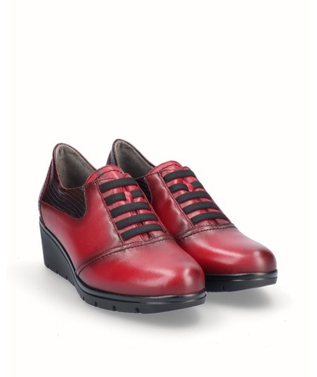 Zapato deportivo piel rojo burdeos