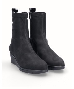 Black lycra wedge ankle boots