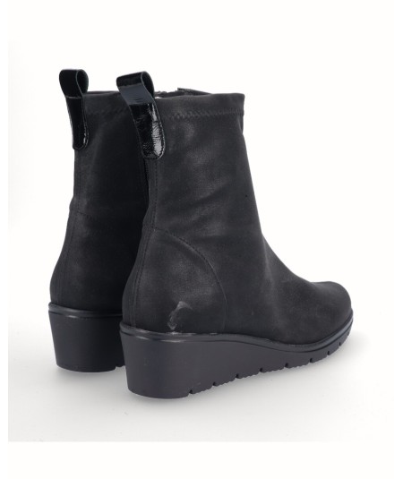 Black lycra wedge ankle boots