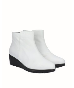 Polar white leather wedge ankle boots