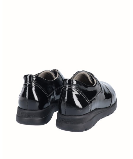 Zapato deportivo piel charol negro con elásticos