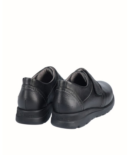 Zapato deportivo plano piel negro con cierre velcro