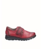 Zapato deportivo plano piel rojo con cierre velcro