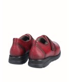 Zapato deportivo plano piel rojo con cierre velcro