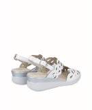 White patent leather wedge sandal