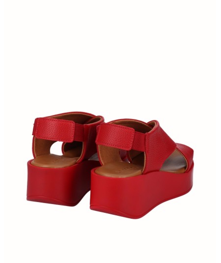 Sandalia plataforma piel rojo