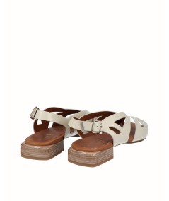Cream patent leather flat sandal