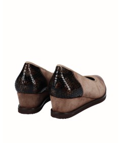 Taupe suede wedge shoe