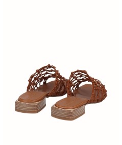 Braided leather flat sandal