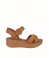 Camel leather platform sandal