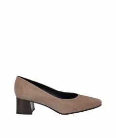 Zapato tacón piel ante gris