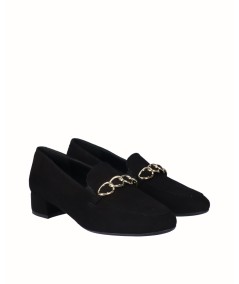 Black suede leather high-heeled shoe