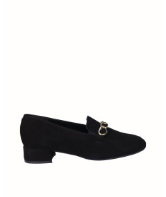Black suede leather high-heeled shoe