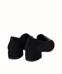 Black suede leather high-heeled shoe