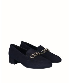 Blue suede leather high-heeled shoe