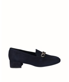 Blue suede leather high-heeled shoe