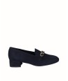 Zapato tacón piel ante azul