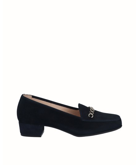 Navy blue suede moccasin...