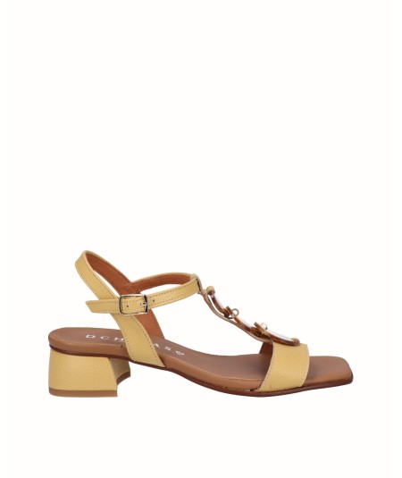 Mustard leather heeled sandal