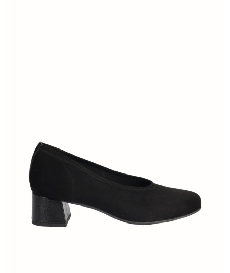 Zapato salón tacón licra negro