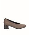 Zapato salón tacón licra taupe