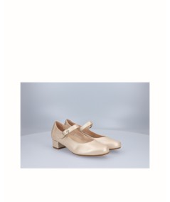 Mary Janes high heel shoe in pearly beige leather