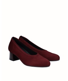 Zapato salón tacón licra burdeos