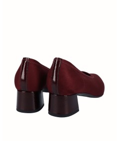 Zapato salón tacón licra burdeos