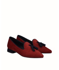 copy of Black and burgundy suede low heel shoe