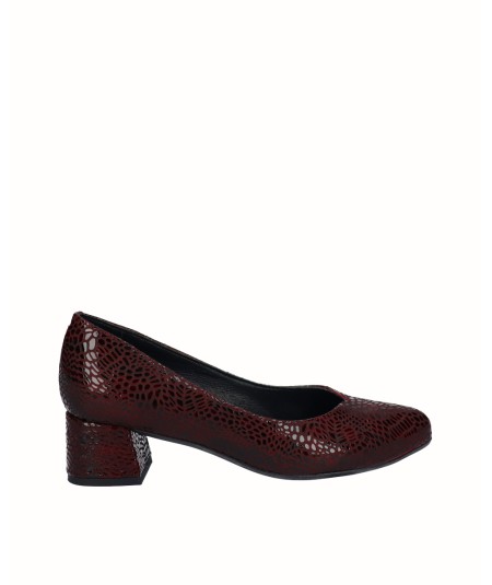 Burgundy engraved leather...