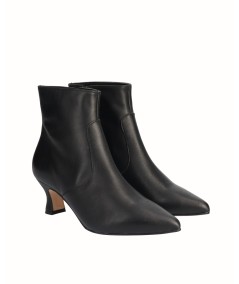 Black smooth leather heeled ankle boot