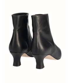 Black smooth leather heeled ankle boot