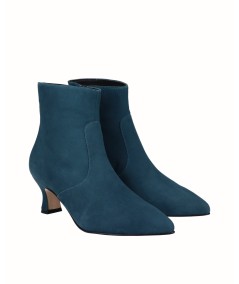 Blue suede heeled ankle boot