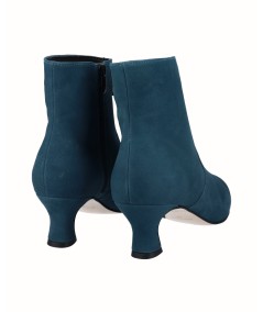 Blue suede heeled ankle boot