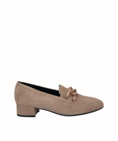 Beige suede leather heeled shoe