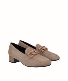 Beige suede leather heeled shoe